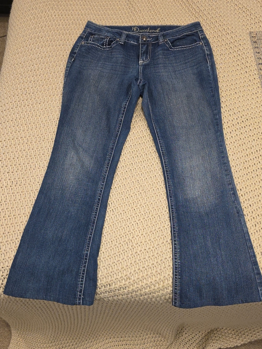 Weekend Denim Women's Mid-Rise Blue Flare Jeans